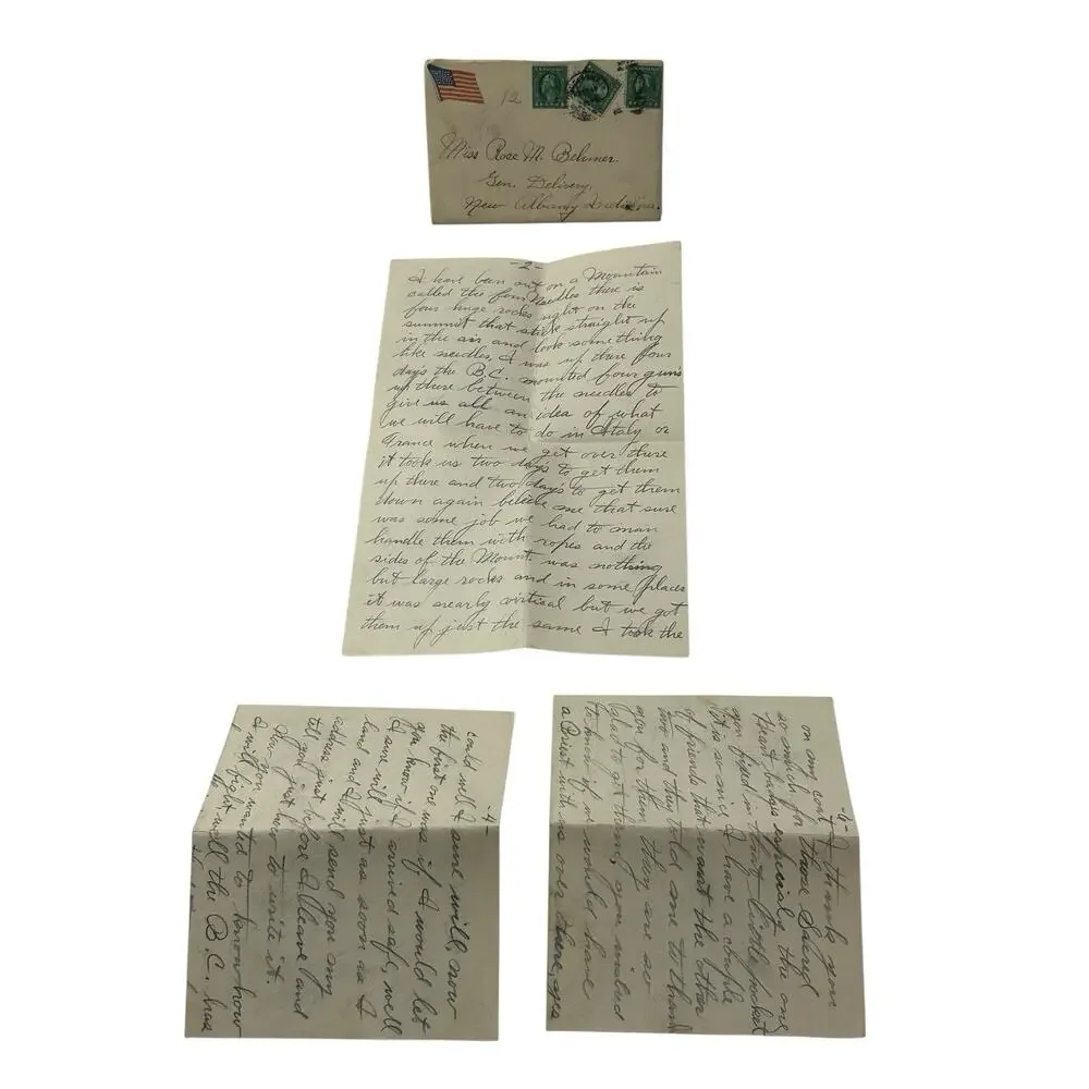 Antique 1910's Postal History WWI Original Military Soldier's Romantic Letter